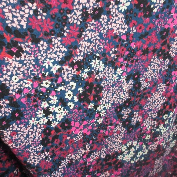 Ted Baker Jersey Faux Wrap Dress 5 Blue Pink Floral Viscose Pleated Preppy 370 - Picture 8 of 12